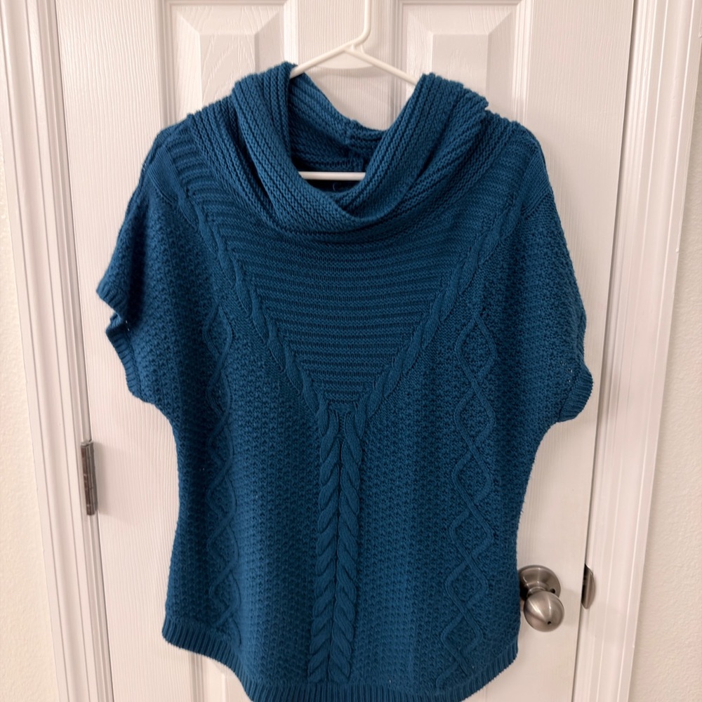 New York & Company Teal Cowl Neck Sweater
